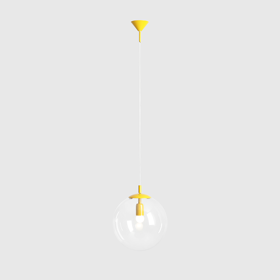 CLEAR GLASS HANGING GLOBE PENDANT YELLOW - DYKE & DEAN