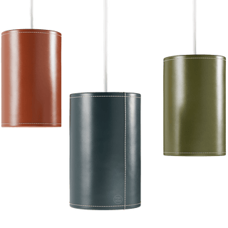 CUERO CYLINDER LEATHER PENDANT LIGHT GRAPHITE - DYKE & DEAN