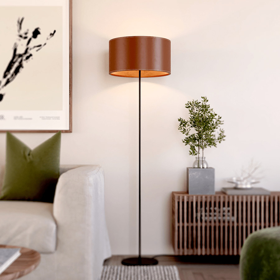 CUERO LEATHER FLOOR LAMP BLACK - DYKE & DEAN