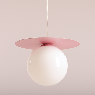 DISC GLOBE HANGING PENDANT LIGHT DUSTY PINK LARGE - DYKE & DEAN