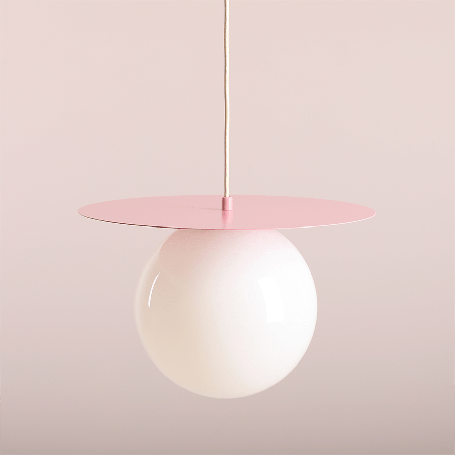 DISC GLOBE HANGING PENDANT LIGHT DUSTY PINK LARGE - DYKE & DEAN