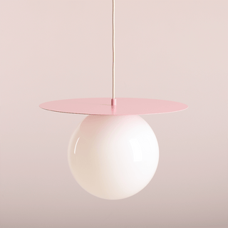 DISC GLOBE HANGING PENDANT LIGHT DUSTY PINK LARGE - DYKE & DEAN