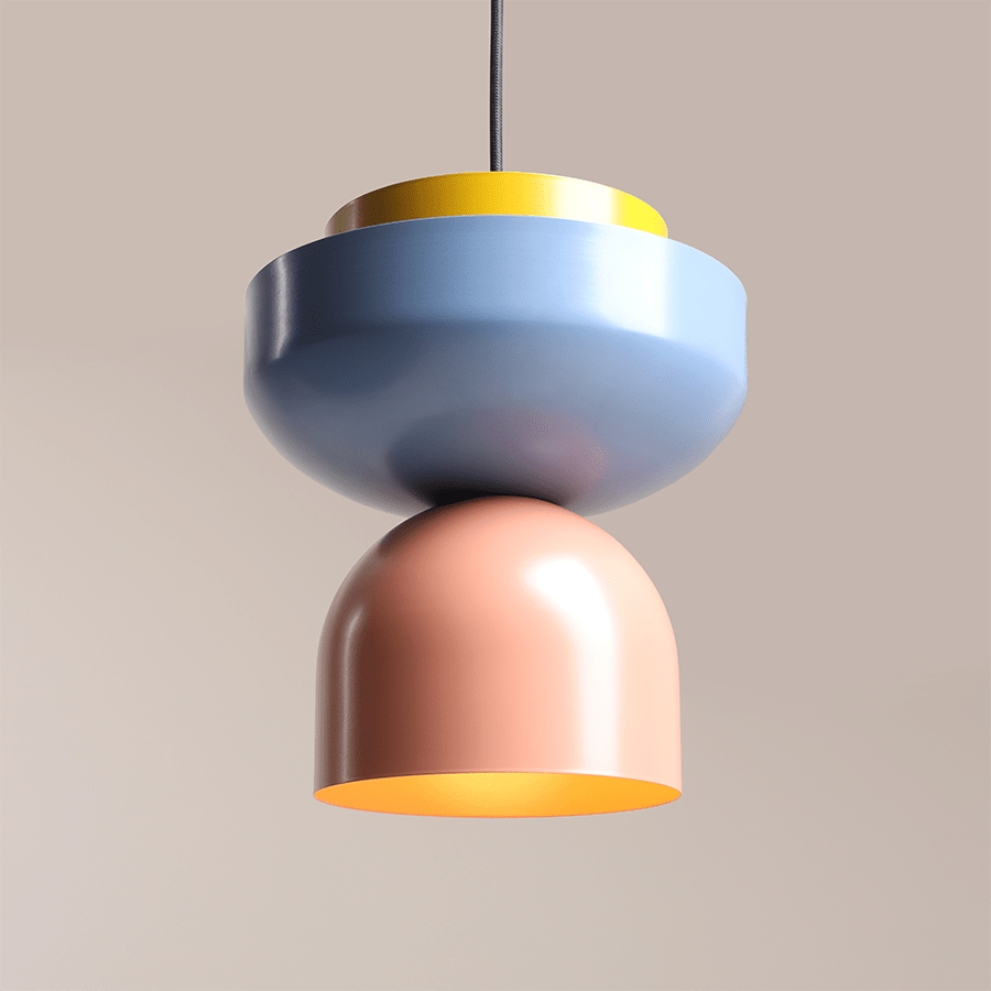 DOME PENDANT DISC LIGHT YELLOW BLUE PINK - DYKE & DEAN