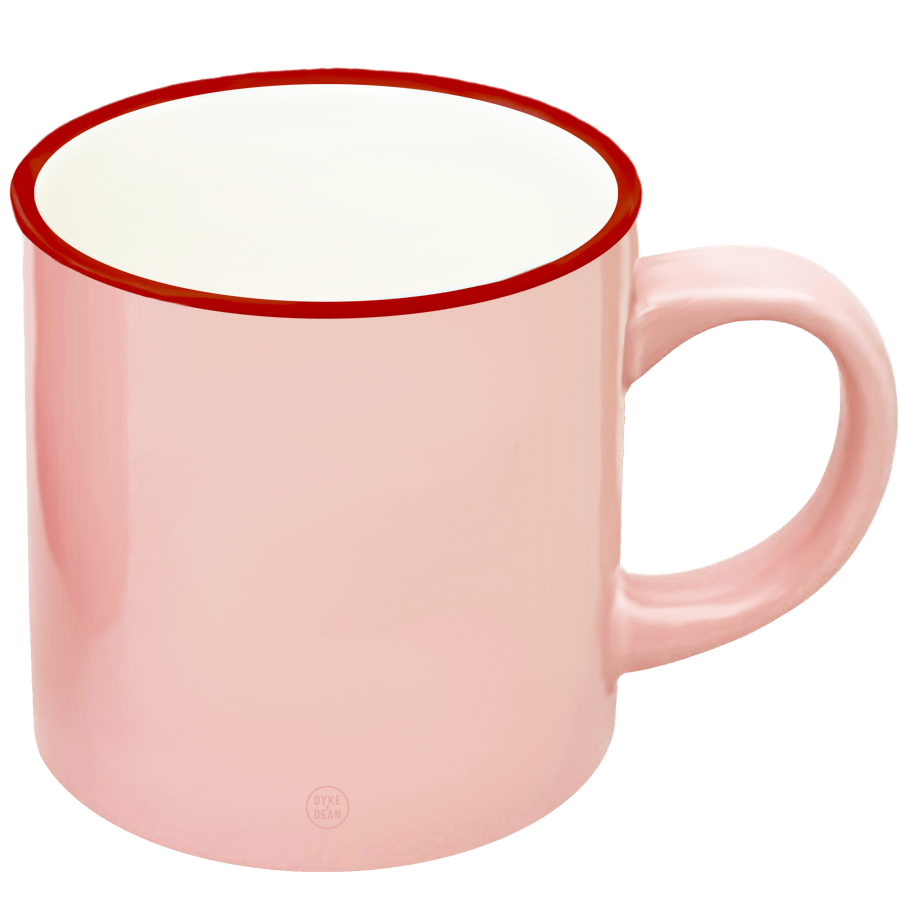 DYKE & DEAN CERAMIC COFFEE TEA MUG PINK RED RIM - DYKE & DEAN