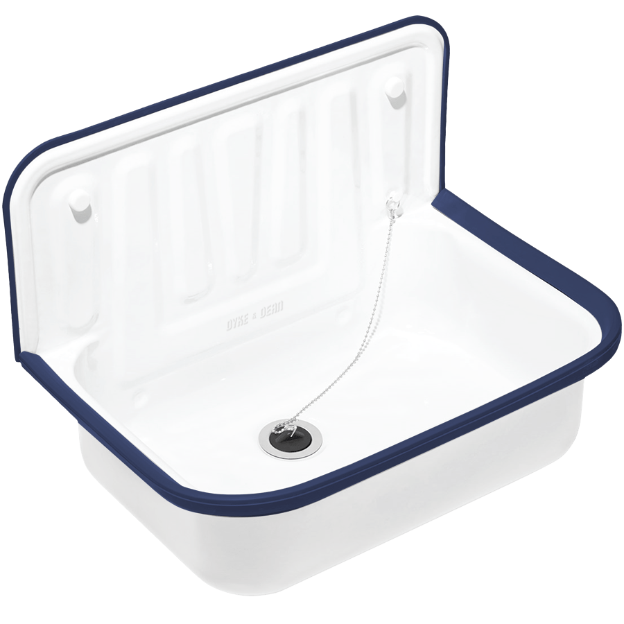 DYKE & DEAN ENAMEL BUCKET SINK BLUE RIM - DYKE & DEAN