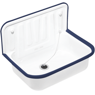 DYKE & DEAN ENAMEL BUCKET SINK BLUE RIM - DYKE & DEAN