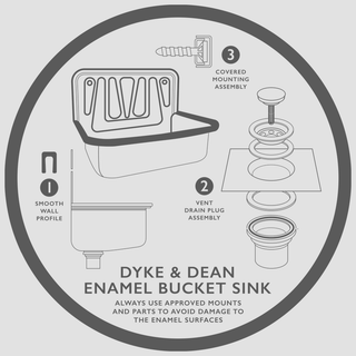 DYKE & DEAN ENAMEL BUCKET SINK GREY RIM - DYKE & DEAN