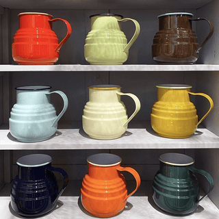 DYKE & DEAN ENAMEL STEPPED JUG ORANGE - DYKE & DEAN