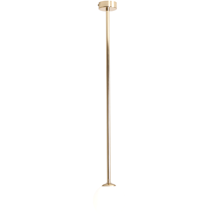 FIXED ROD STICK GLOBE CEILING LIGHT BRASS LONG - DYKE & DEAN