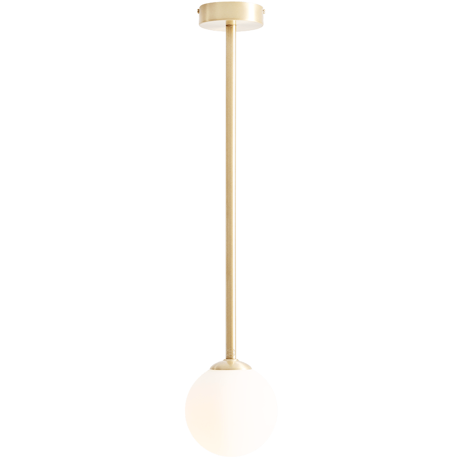 FIXED ROD STICK GLOBE CEILING LIGHT BRASS MEDIUM - DYKE & DEAN