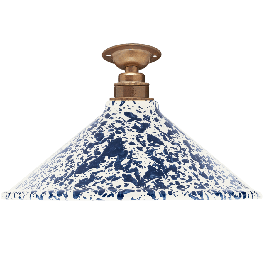 FIXED SPLATTERWARE ENAMEL CONE SHADE NAVY - DYKE & DEAN