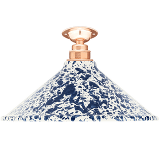 FIXED SPLATTERWARE ENAMEL CONE SHADE NAVY - DYKE & DEAN