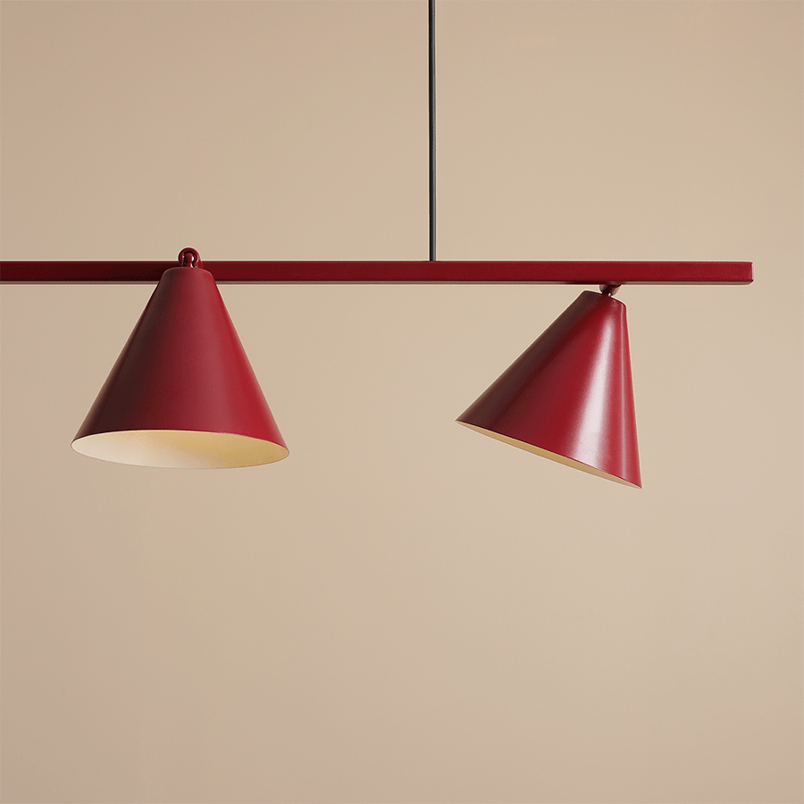 FORM CONE SHADE PENDANT BAR STRIP LIGHT RED WINE - DYKE & DEAN