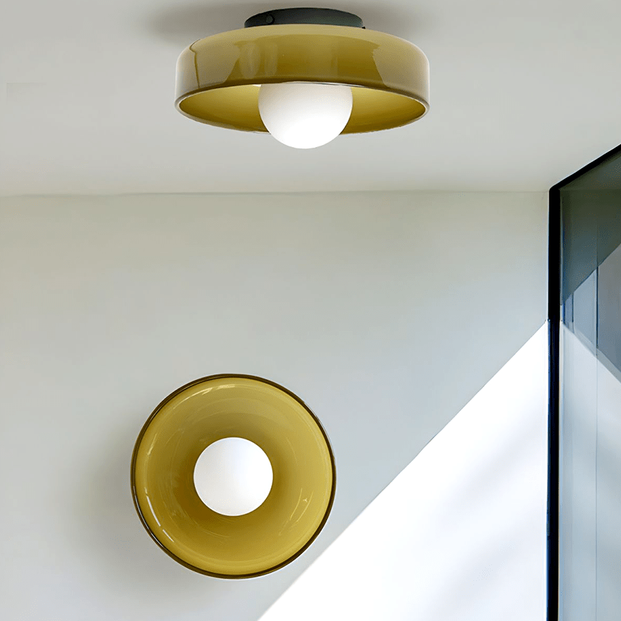 GLASS DISC WALL LIGHT GREEN 250mm - DYKE & DEAN