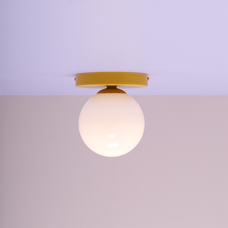 GLOBE OPAL WALL CEILING LIGHT MUSTARD - DYKE & DEAN