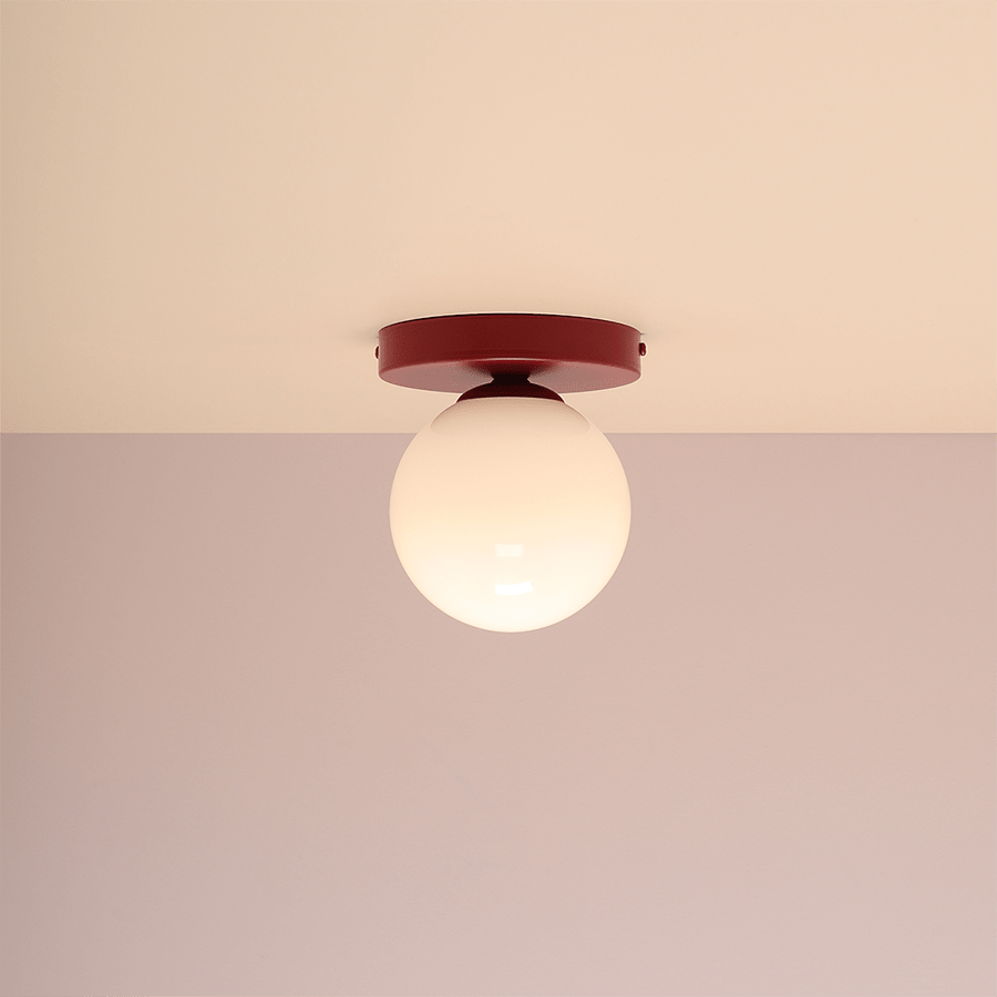 GLOBE OPAL WALL CEILING LIGHT RED WINE - DYKE & DEAN