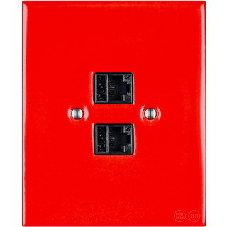 KATY PATY PORCELAIN PLATE DOUBLE PC/ USB WALL SOCKET RED - DYKE & DEAN