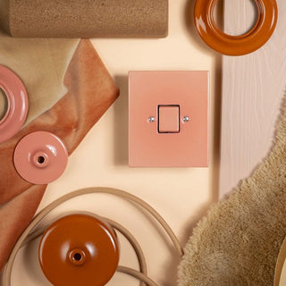 KATY PATY PORCELAIN PLATE DOUBLE PC/ USB WALL SOCKET SALMON PINK - DYKE & DEAN