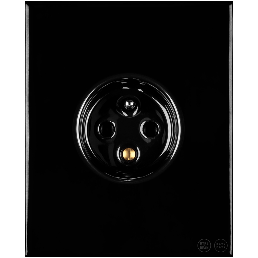 KATY PATY PORCELAIN PLATE EURO WALL SOCKET BLACK - DYKE & DEAN