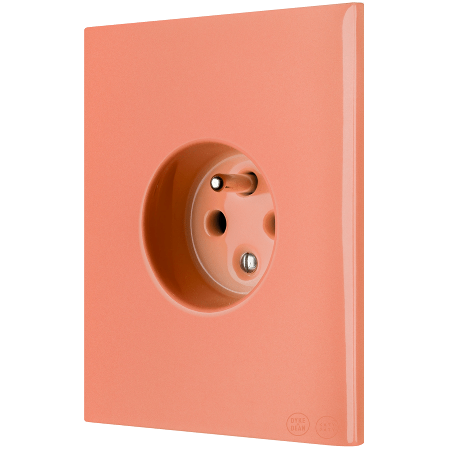 KATY PATY PORCELAIN PLATE EURO WALL SOCKET SALMON PINK - DYKE & DEAN