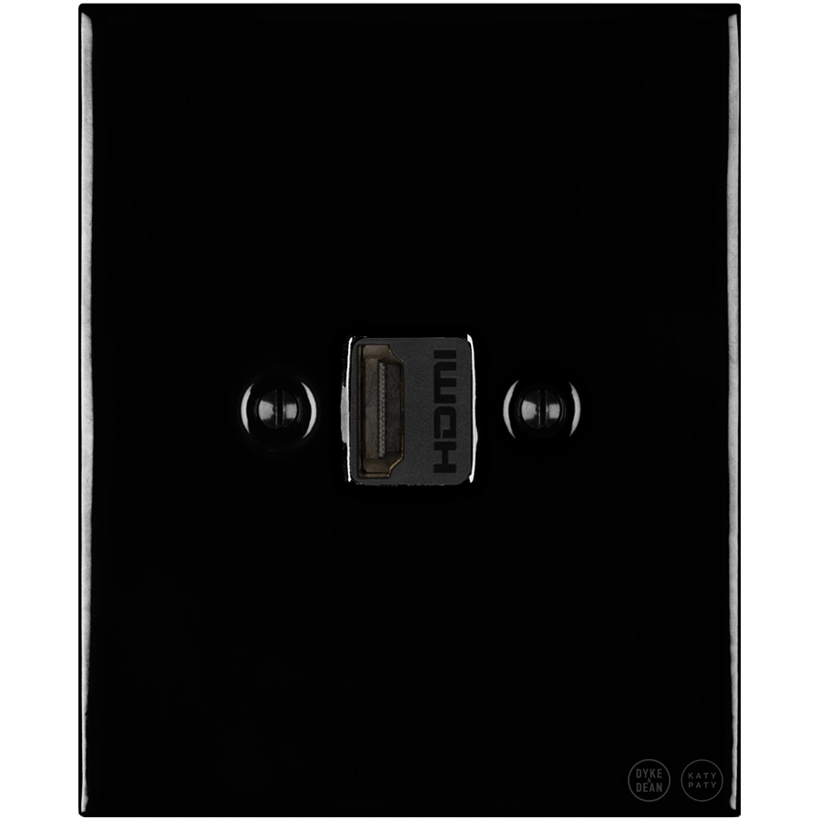 KATY PATY PORCELAIN PLATE HDMI WALL SOCKET BLACK - DYKE & DEAN