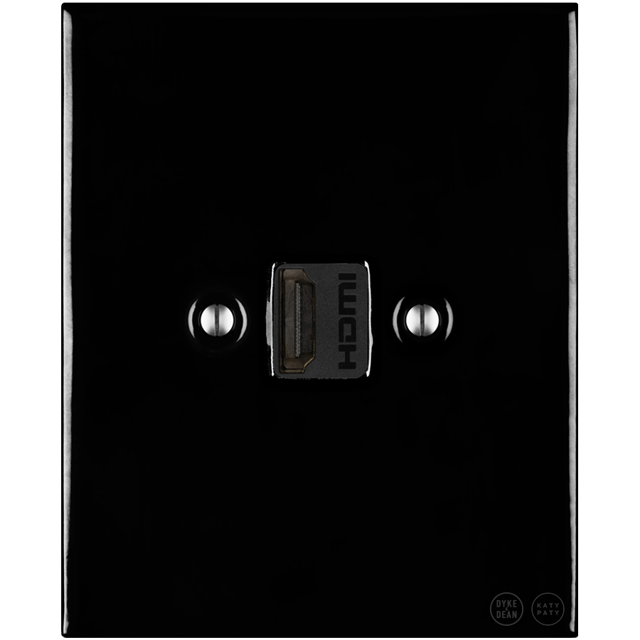 KATY PATY PORCELAIN PLATE HDMI WALL SOCKET BLACK - DYKE & DEAN