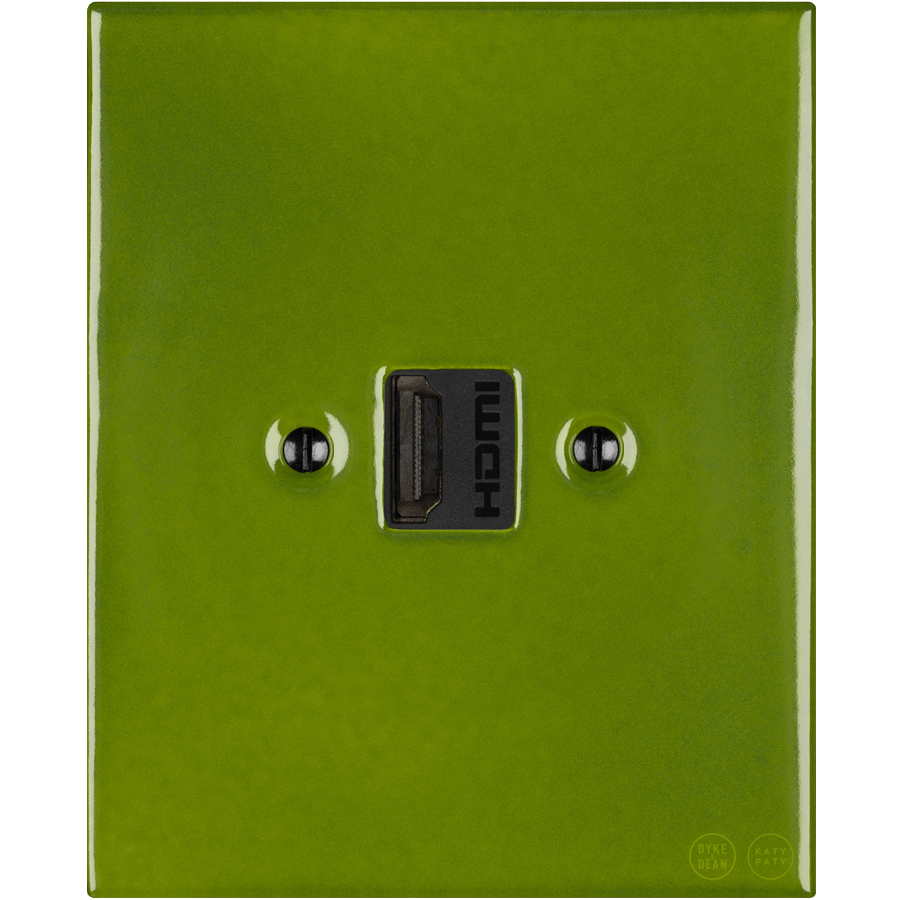 KATY PATY PORCELAIN PLATE HDMI WALL SOCKET GREEN - DYKE & DEAN