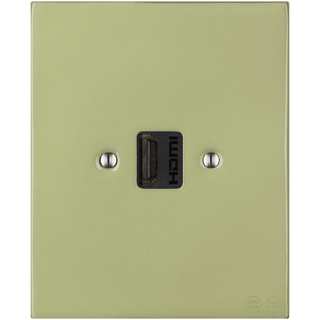 KATY PATY PORCELAIN PLATE HDMI WALL SOCKET MOSS GREEN - DYKE & DEAN