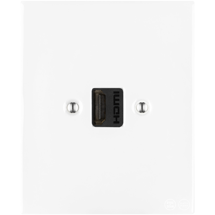 KATY PATY PORCELAIN PLATE HDMI WALL SOCKET WHITE - DYKE & DEAN