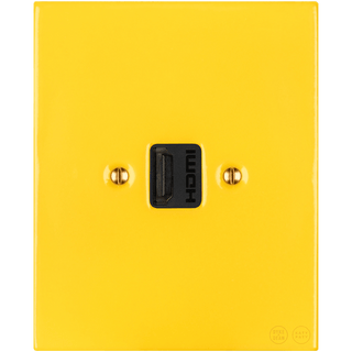 KATY PATY PORCELAIN PLATE HDMI WALL SOCKET YELLOW - DYKE & DEAN