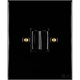 KATY PATY PORCELAIN PLATE WALL LIGHT SWITCH DOUBLE BLACK - DYKE & DEAN