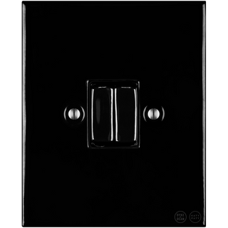 KATY PATY PORCELAIN PLATE WALL LIGHT SWITCH DOUBLE BLACK - DYKE & DEAN