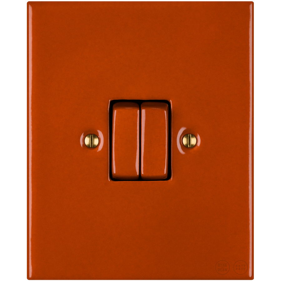 KATY PATY PORCELAIN PLATE WALL LIGHT SWITCH DOUBLE BRICK RED - DYKE & DEAN