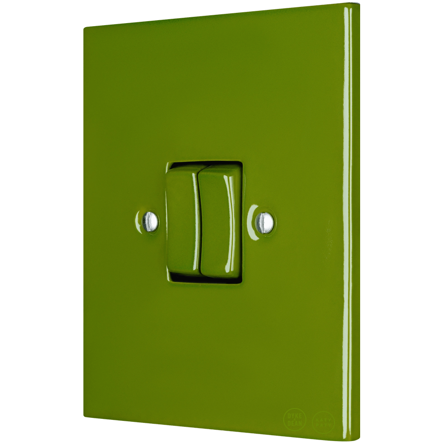 KATY PATY PORCELAIN PLATE WALL LIGHT SWITCH DOUBLE GREEN - DYKE & DEAN