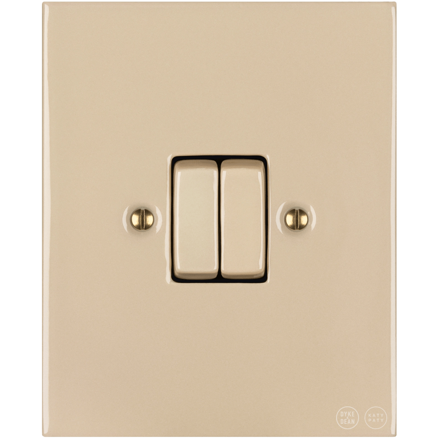 KATY PATY PORCELAIN PLATE WALL LIGHT SWITCH DOUBLE SAND - DYKE & DEAN