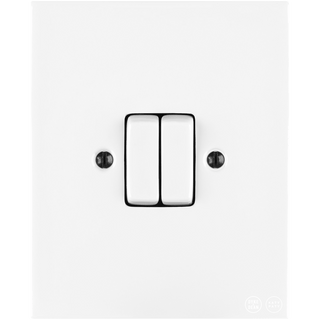 KATY PATY PORCELAIN PLATE WALL LIGHT SWITCH DOUBLE WHITE - DYKE & DEAN