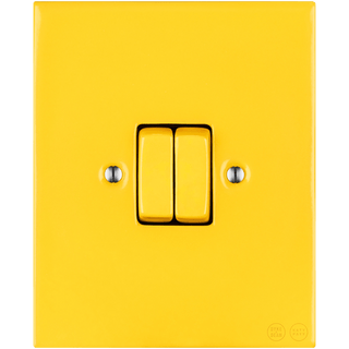 KATY PATY PORCELAIN PLATE WALL LIGHT SWITCH DOUBLE YELLOW - DYKE & DEAN