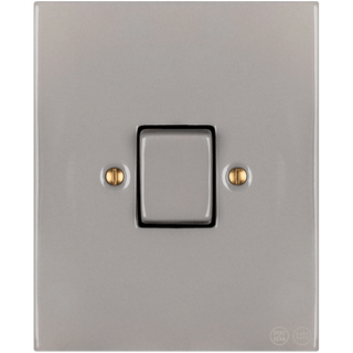 KATY PATY PORCELAIN PLATE WALL LIGHT SWITCH FAT BUTTON GREY - DYKE & DEAN