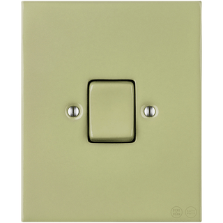 KATY PATY PORCELAIN PLATE WALL LIGHT SWITCH FAT BUTTON MOSS GREEN - DYKE & DEAN