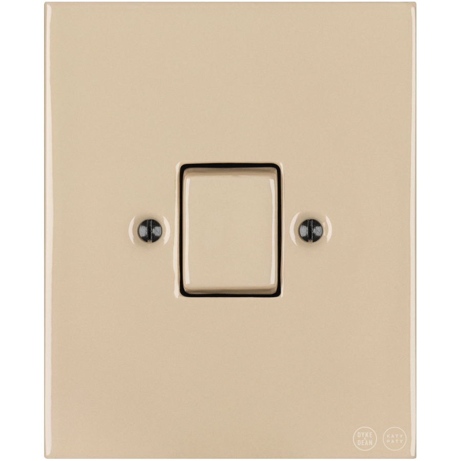 KATY PATY PORCELAIN PLATE WALL LIGHT SWITCH FAT BUTTON SAND - DYKE & DEAN