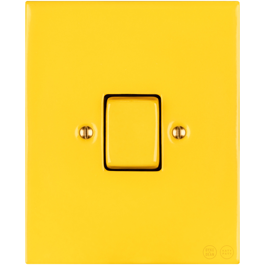 KATY PATY PORCELAIN PLATE WALL LIGHT SWITCH FAT BUTTON YELLOW - DYKE & DEAN