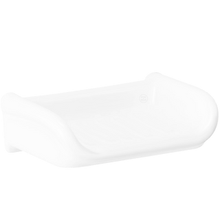 LARGE WHITE PORCELAIN BATHROOM SOAP DISH WITH SIDES - DYKE & DEAN