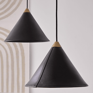 LEATHER CONE LAMP BLACK - DYKE & DEAN