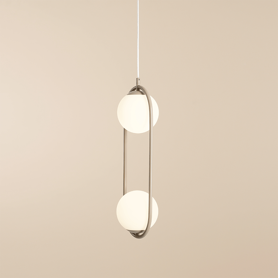 LOOP GLASS GLOBE PENDANT 2 GLOBES OPAL BEIGE - DYKE & DEAN