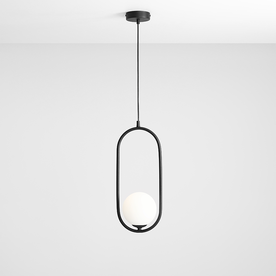 LOOP GLASS GLOBE PENDANT RIVA OPAL BLACK - DYKE & DEAN