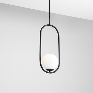 LOOP GLASS GLOBE PENDANT RIVA OPAL BLACK - DYKE & DEAN