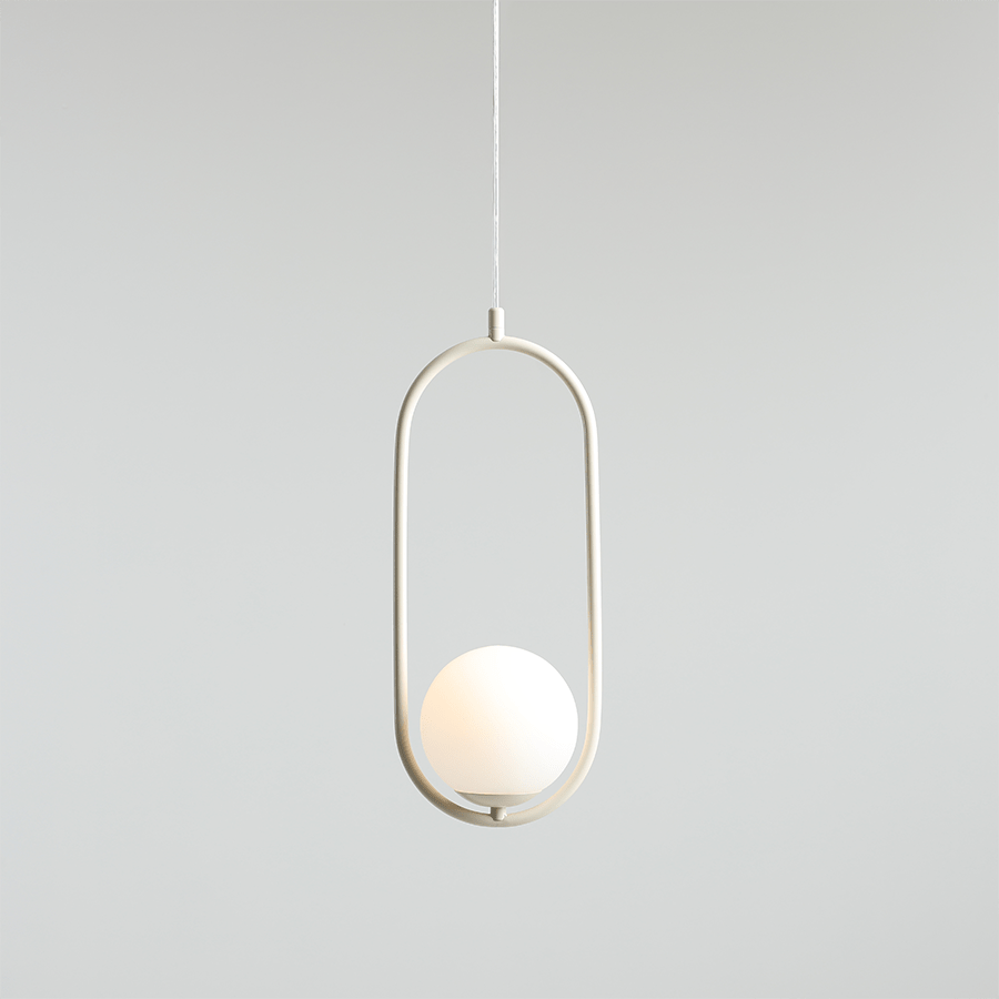 LOOP GLASS GLOBE PENDANT RIVA OPAL CREAM - DYKE & DEAN