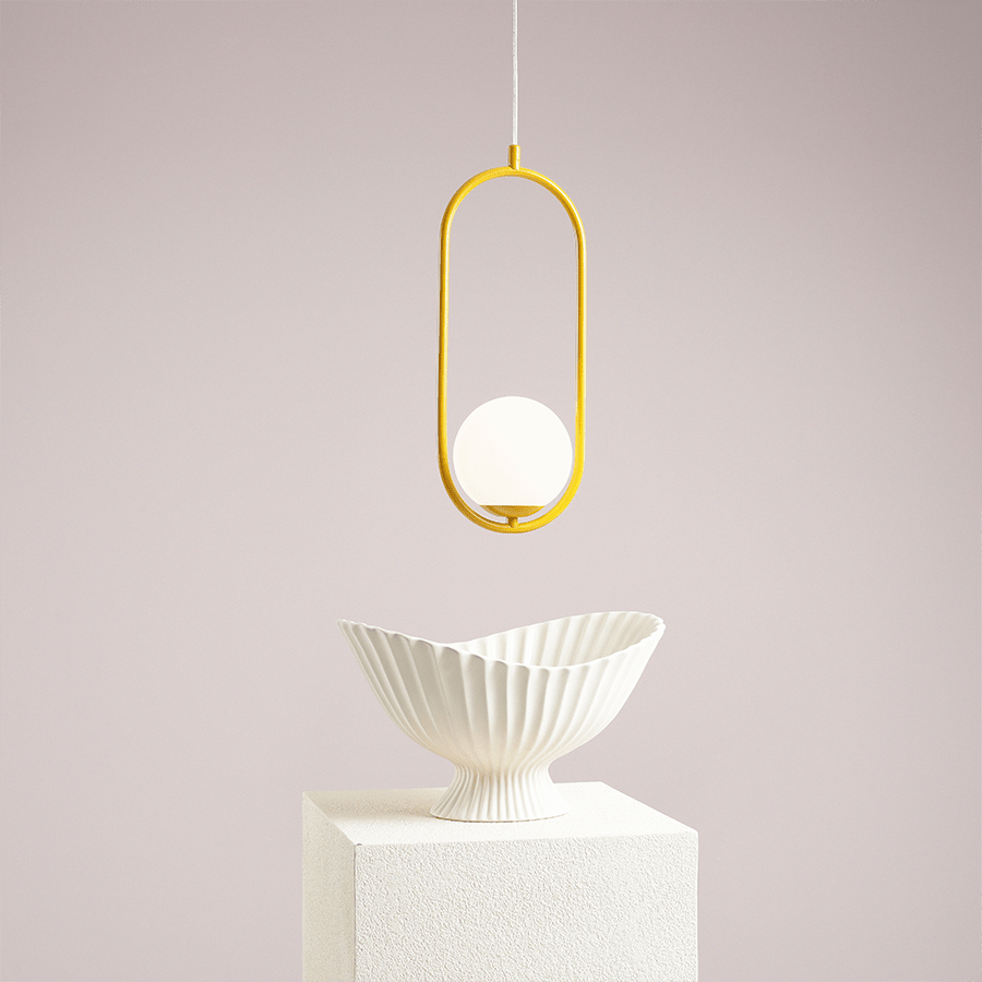 LOOP GLASS GLOBE PENDANT RIVA OPAL MUSTARD - DYKE & DEAN