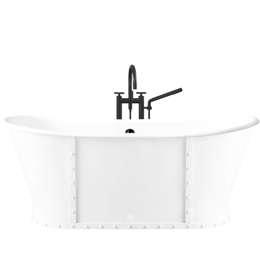 LUXURY RIVETED ENAMEL CAST IRON BATHTUB WHITE - DYKE & DEAN