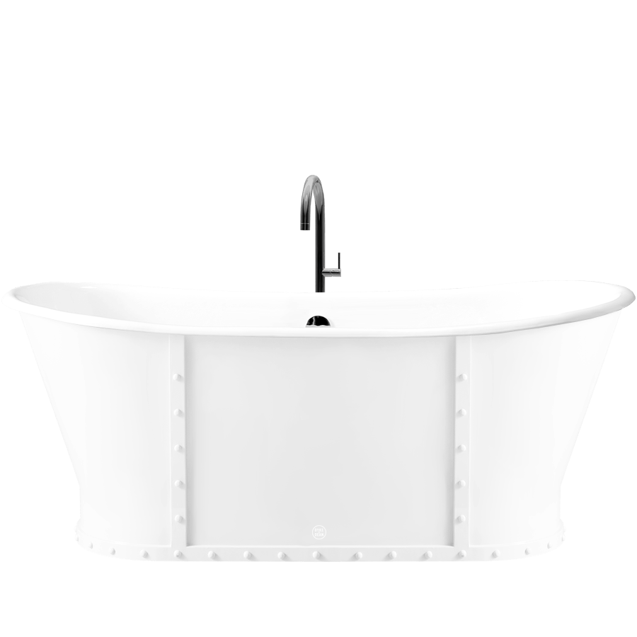 LUXURY RIVETED ENAMEL CAST IRON BATHTUB WHITE - DYKE & DEAN